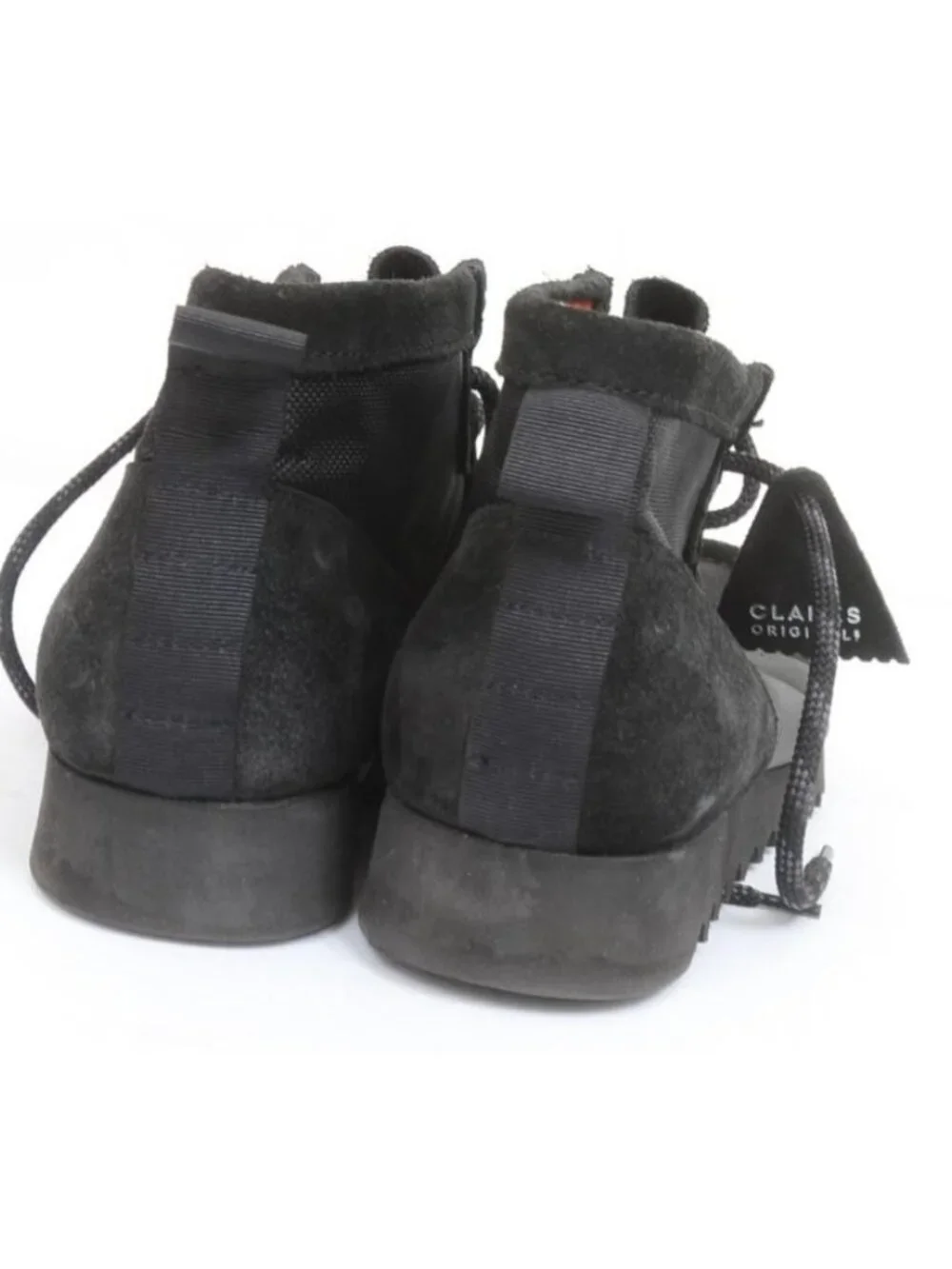 Clarks Wallabee Men's 11.5 Black Leather Chukka Hi Top Razor Sole Lace-up Boot